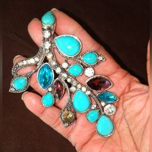 Beautiful Howilite Pendant with blue, brown and clear crystals.